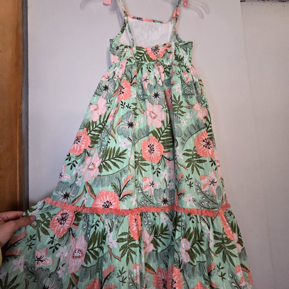 Tommy Bahamas Girls Tank Top Dress Size 7 Floral Boho Tassel Straps Tropical - Picture 6 of 10